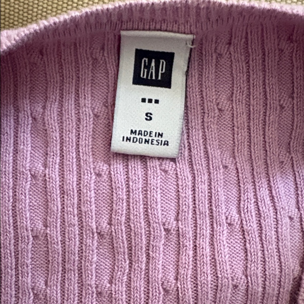 GAP Lilac Cable Knit Cap Sleeve Top - Picture 3 of 4